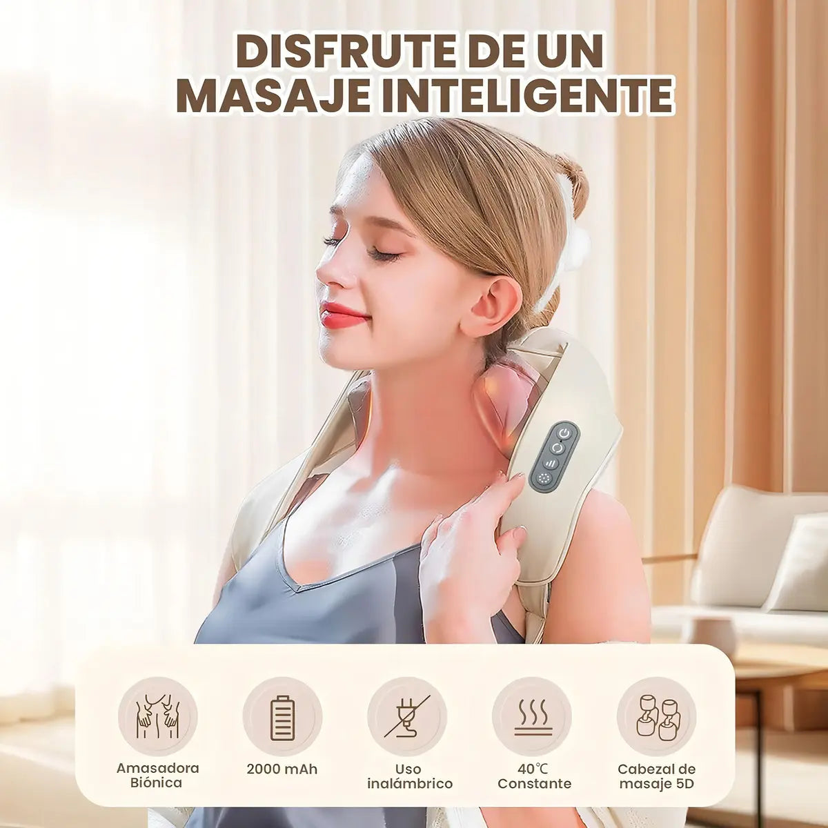 Masajeador Cervical Goldtech Relax Pro con Calor | Alivio para Cuello y Hombros